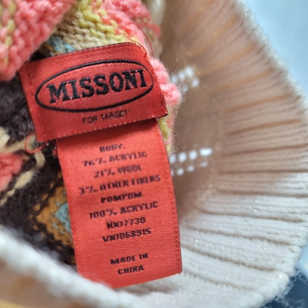 Missoni Target Chevron Girls Acrylic Wool Blend Beanie Winter Hat